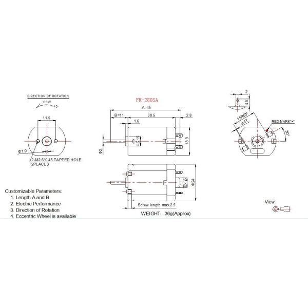 FK-280 Mini Household Electric Motors Carbon Brush 6v 12v 24v DC Electric Motor