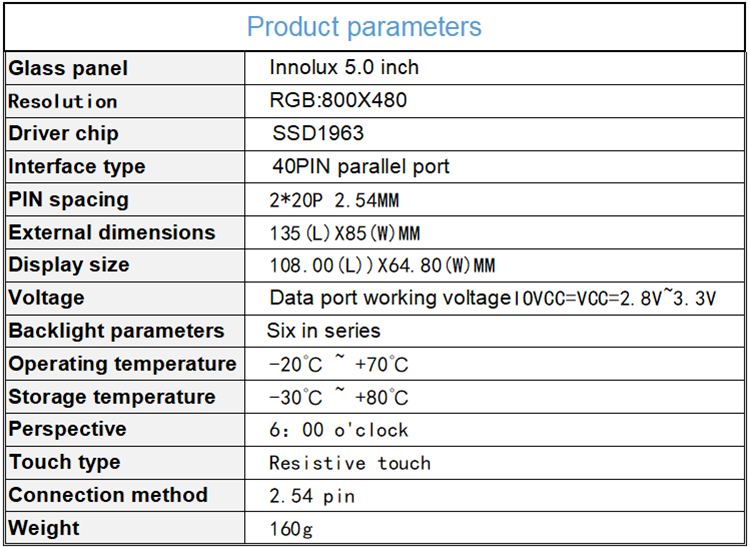 5,0 модуль модуля 800*480 SSD1963 8080 LCD TFT дисплея LCD дюйма
