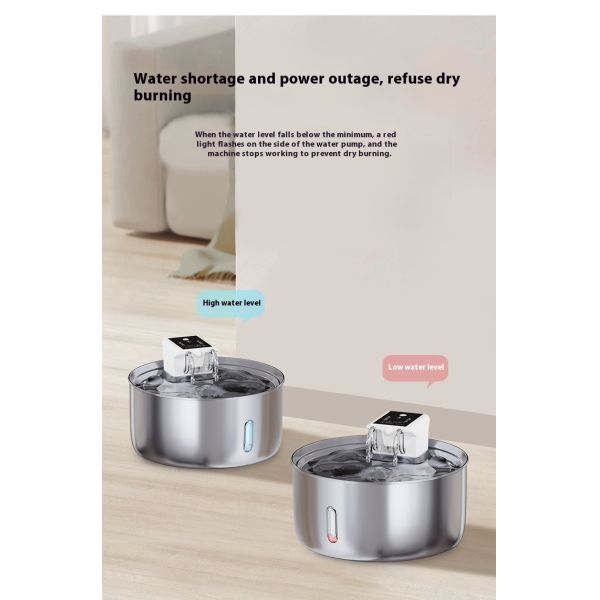7L Rechargeable Stainless Steel ABS IPX5 Waterproof Pet Water Dispenser Large Capacity Dog Bowl Automatic Water Circulation