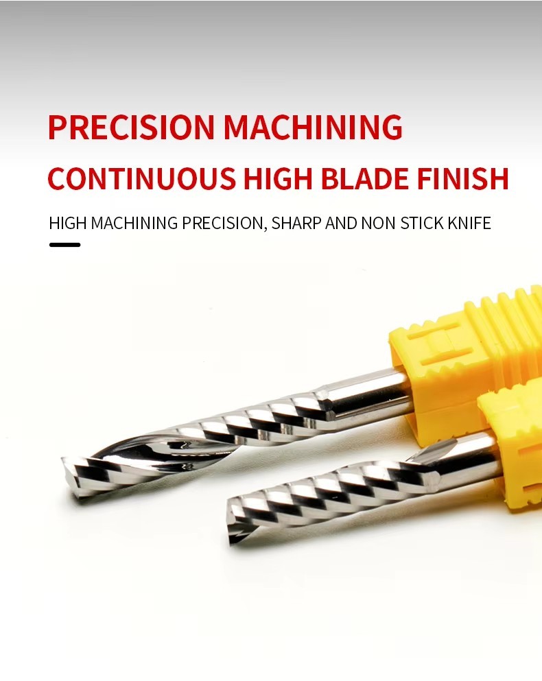 Yingba Hot Selling DLC Left Spiral Single Flute Milling Cutter, Integral Solid Carbide CNC Woodworking Router Bit 6*22*50 For Acrylic PVC Electronic Craft Advertising Sign Making