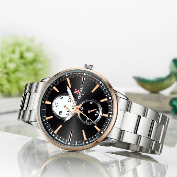 PVD Coating Color Mens Stainless Steel Chronograph Watches , Metal Mens Watches