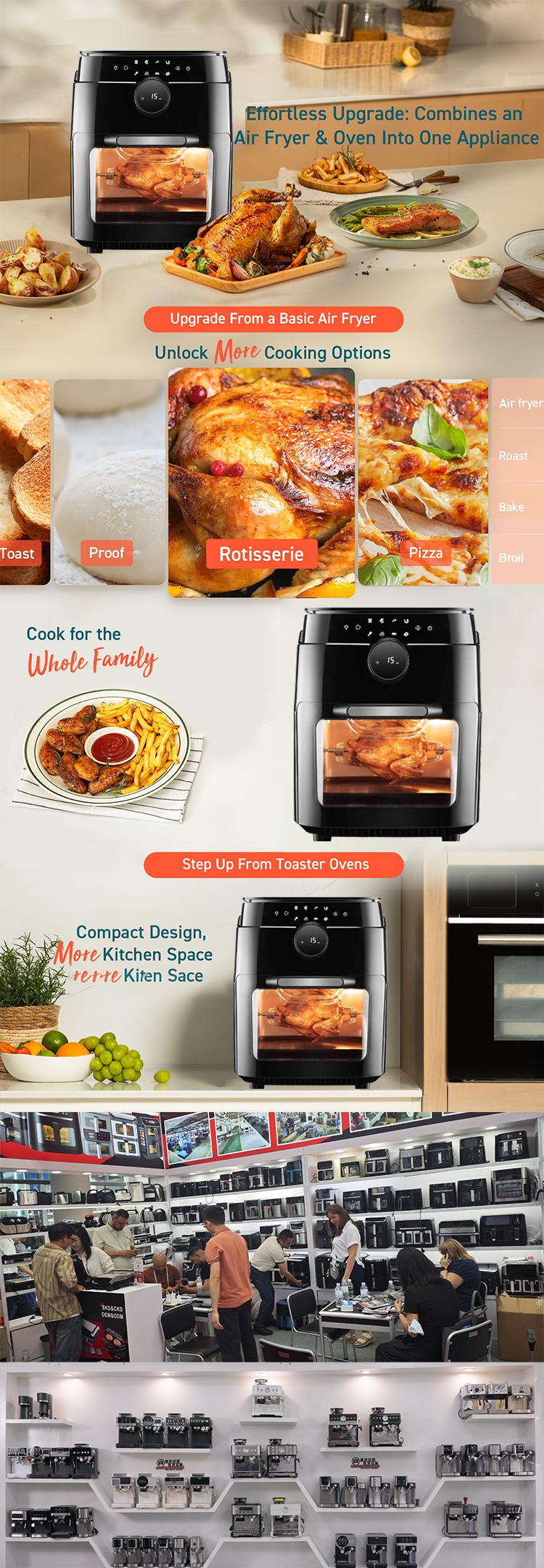 12L Air Fryer Oven One Touch Programs Rotisserie Toaster Dehydrator