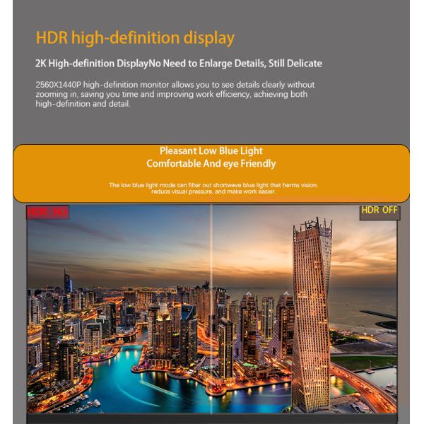2K High Definition 24 Inch Flat Screen Monitor LED Bezel Less IPS Panel PC Monitor