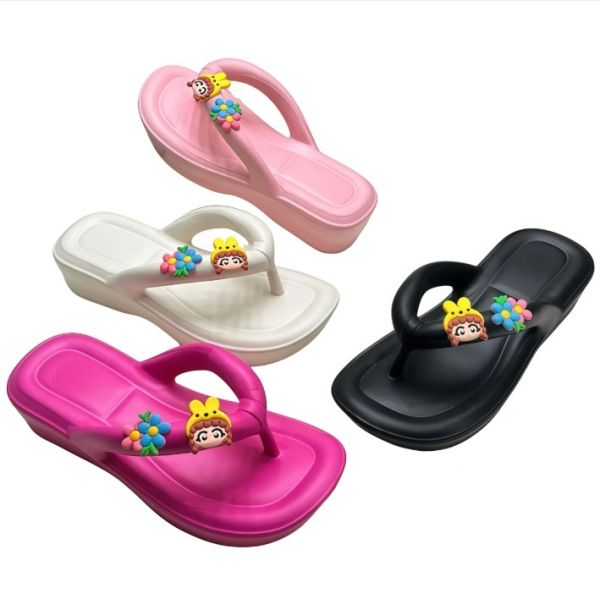 EVA Women Thick Sole Cartoon Decor Flip Flops