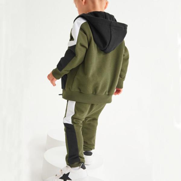 Coton garçons fermeture à glissière Sweatsuit ensemble de deux pièces vêtements pour enfants ensemble d'impression personnalisée