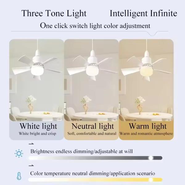 Fabrique en gros source de l'usine Lampe E27 Dimmable Socket LED Bulb 5 Blade Fan Light Led Bulb avec ventilateur
