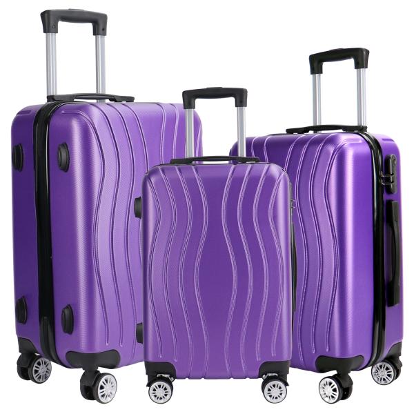 Ensemble de bagages 3 pièces légère durable coque dure Valide ensemble avec verrou normal double roue à rotor