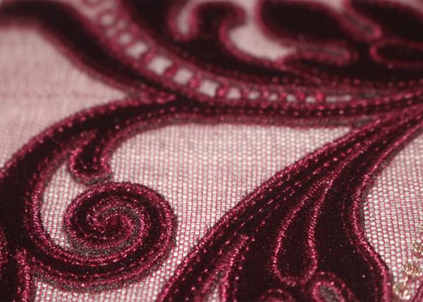 Gold Lurex Flocking Embroidered Lace Appliques For Clothing / Dress / Art Decorations