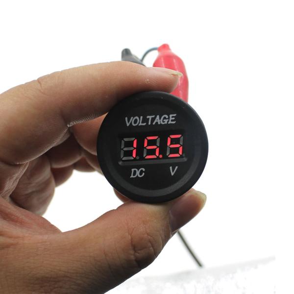 Waterproof Round Motorbike Volt Meter , Mini 12v Led Voltmeter