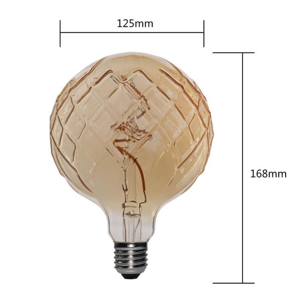 Exquisite 240V Glass G125 80CRI 6W 2700k E27 LED Edison Bulb