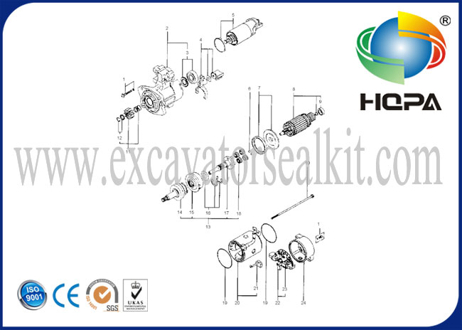 125-2988 320B 320C S6K Excavator Starter Motor, 24V, 5.0KW, 10T, WPS USA Brand