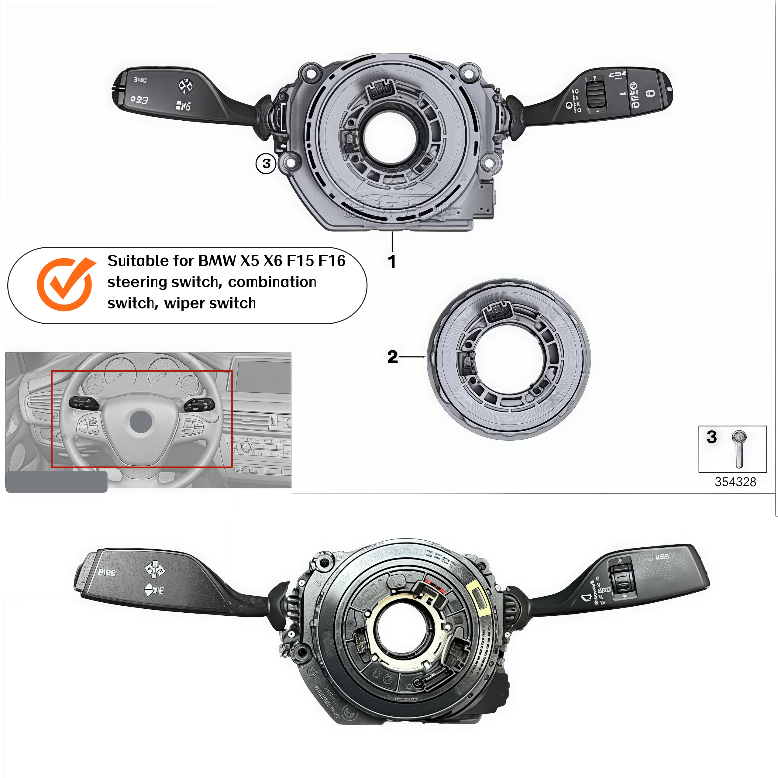 X5 X6 F 15 F 16 Steering Column Switch Center Combination Switch Light Controller Angle Sensor Module Steering Switch for BMW.