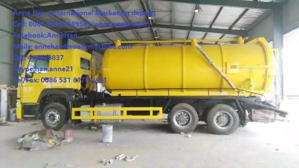SINOTRUK 6M3 290hp Sewage Suction Truck EURO II Emission with 12.00R20 model Radial Tire Septic Tank Pumping Truck