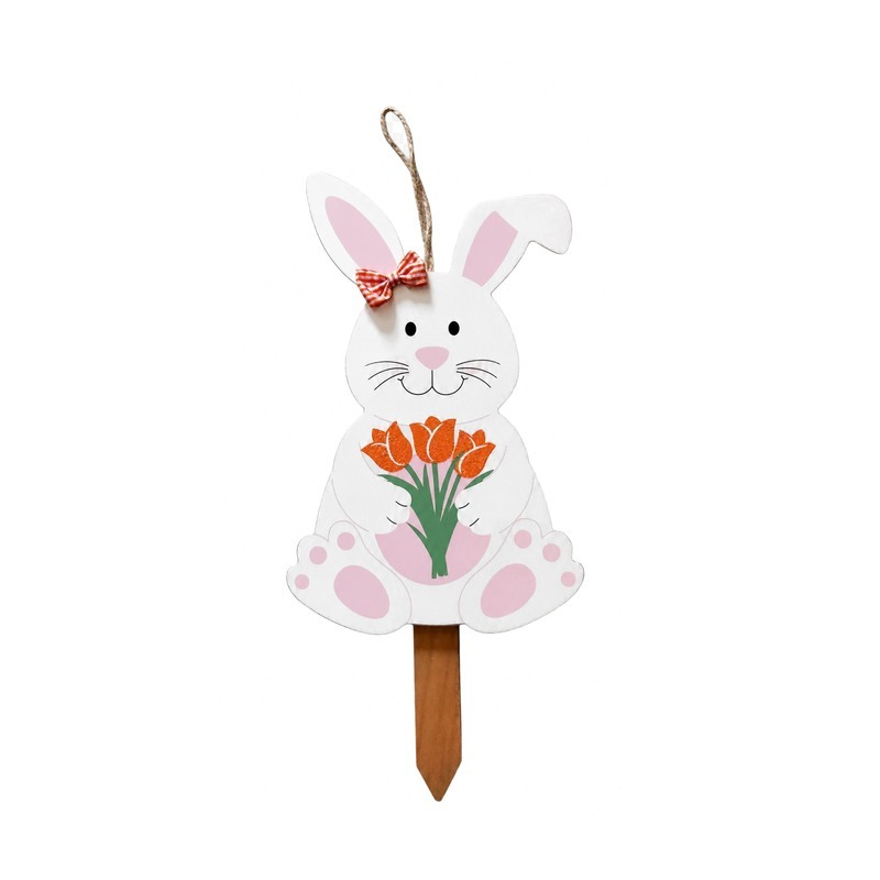 Custom Tulip Bunny Hanging Stake with OEM/ODM Customization for Seasonal Retail