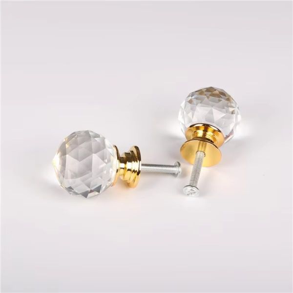 Hardware Accessories Zinc Alloy Wardrobe Knob Pull Kitchen Cabinet Drawer Sphere Ball 20mm Crystal Furniture Handle