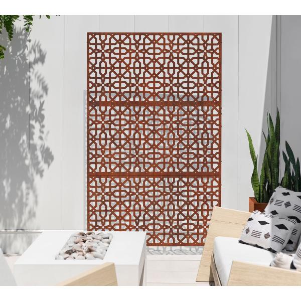 Laser Cut Metal Privacy Room Divider Corten Steel Screen For Garden Outdoor