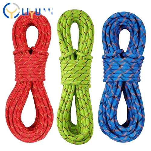 Безопасное высокопрочное 10 мм голубое наружное скальное плетённое полиэстерное паракордное скалолазное верёвочко