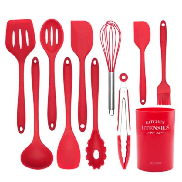 10 Piece Silicone Kitchen Cooking Utensil Set LFGB