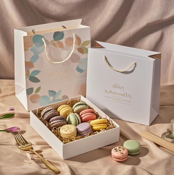Free Design Custom Logo of high-end food grade macaron chocolate  paper packaging box macaron cake gift box