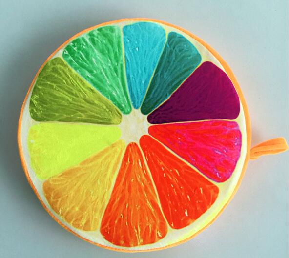 Hot selling high quality customized fruit printed round cushion