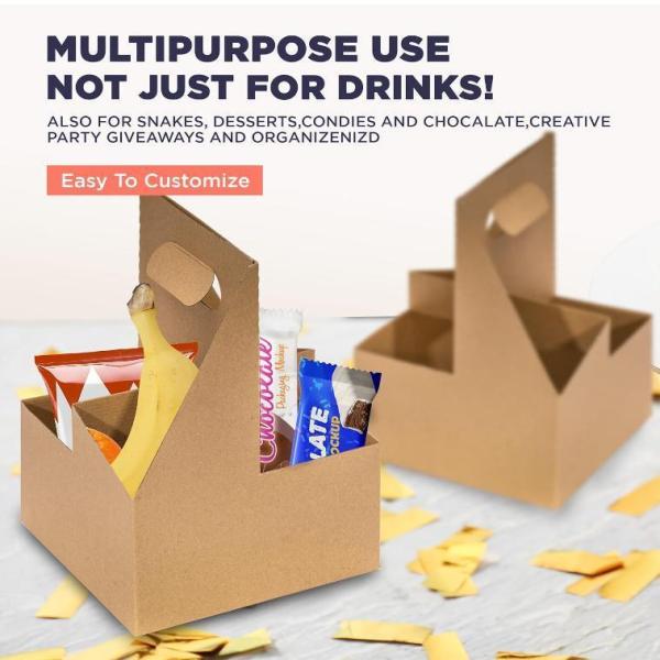 Hot Cold Drinks 2 Cup Carrier Kraft Fashion Disposable Paperboard Beverage Cup Holder