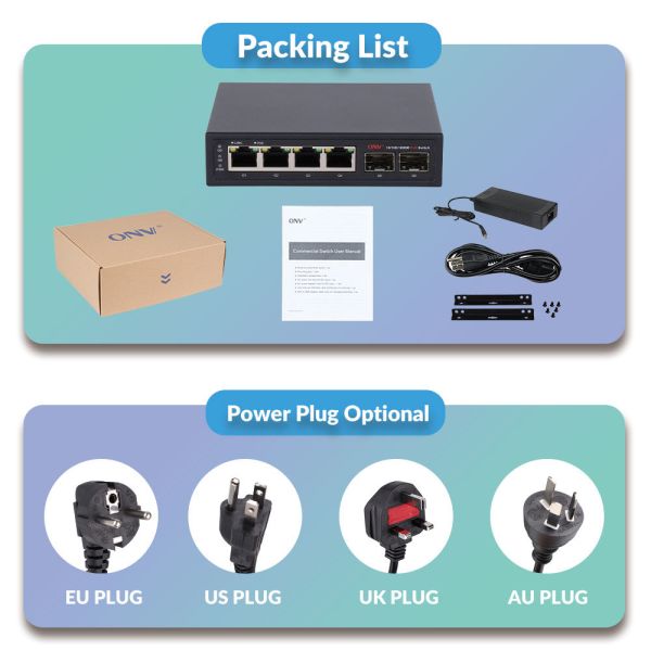 6 Port Gigabit PoE Switch With 30W PoE Per Port And Gigabit Uplink SFP Ports