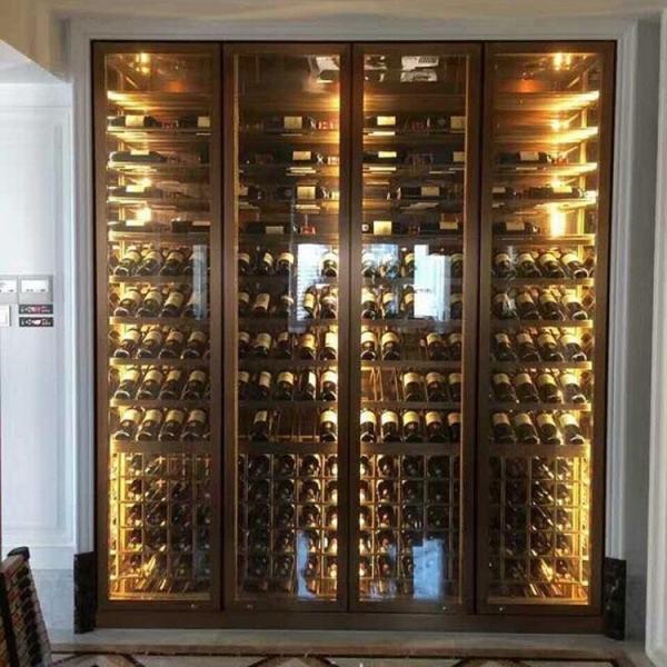 Luxury Wine Cooler Temperature Control Decorative Metalwork Commercial