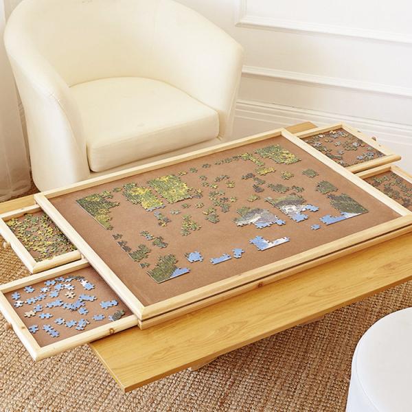 1000 Piece Jigsaw Puzzle Compatible Custom Wooden Puzzle Board with Adjustable Height