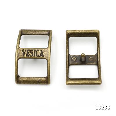 Trendy Fashion Antique Brass Metal Conway Buckle Leather Belt Curved Slider Buckle with Logo