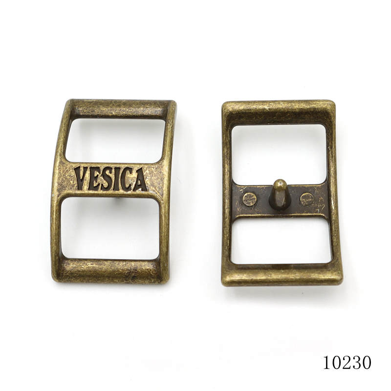 Trendy Fashion Antique Brass Metal Conway Buckle Leather Belt Curved Slider Buckle with Logo