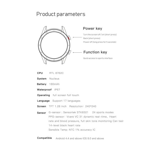 HL59 Smartwatch Electronic Couples 1.28 inch ECG PPG Blood Pressure Watch No Camera