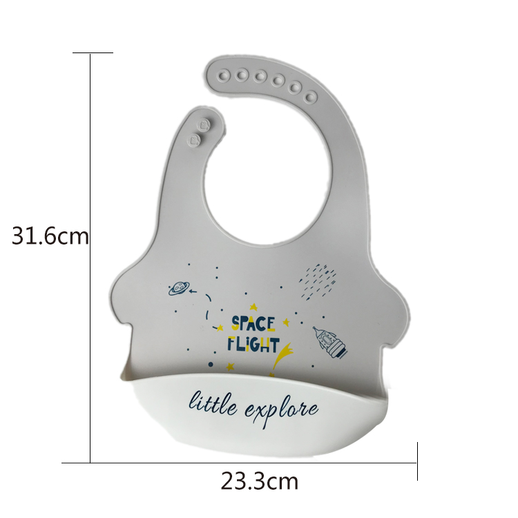 100% Food Grade Silicone Baby Bib Waterproof Soft Adjustable Infant Feeding Bib with Big Pocket Crumb Catcher for Baby