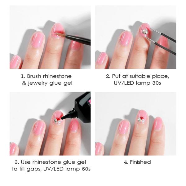 DIY Nails Made Easy with Clear UV Gel and Crystal Rhinestone Glue Custom Logo Included