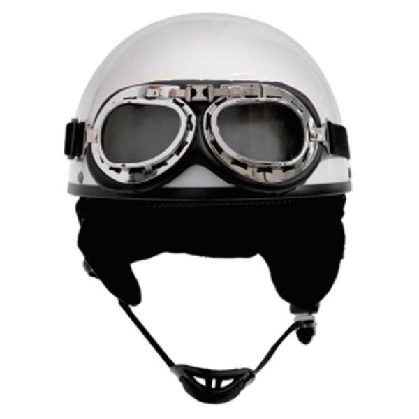 Head Safety Protection ABS Retro Motorcycle Half Helmet with Goggles in German Style