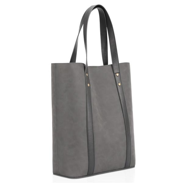 Printing Eco Friendly Shopping Bags Custom Zipper Pocket Leather Shopper Tote 13X5X15