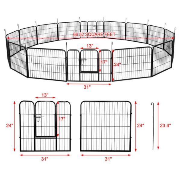 Metal Wire Outdoor Pet Playpen Portable 8 Panels Black