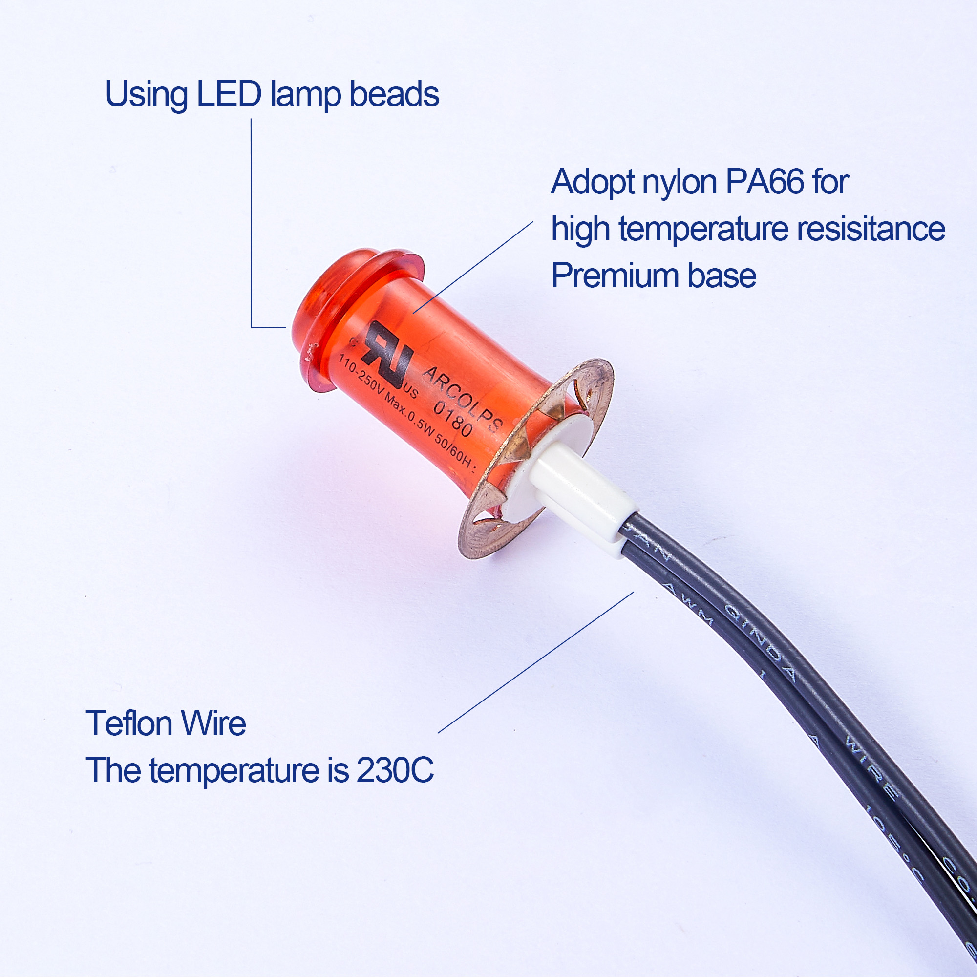 Industrial LED Indicator Light for Control Panel Status Signaling Red Blue Colors for Certified IP65 6-380V