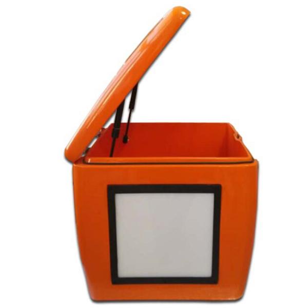 Motorcycle Scooters Food Delivery Box 85L Fiberglass With Led Light 500 * 485 * 495mm