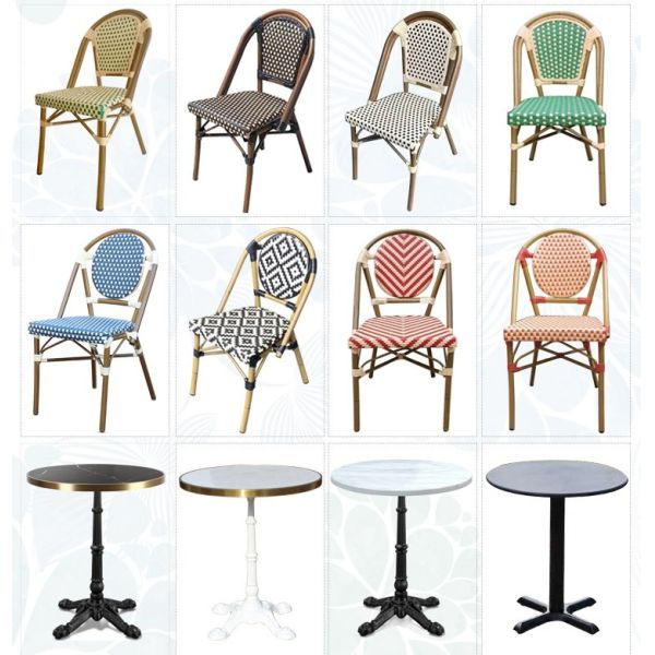 Outdoor Tables and Chairs Cafe Dining bar Garden Retro Rattan Dining Table and Chair Set