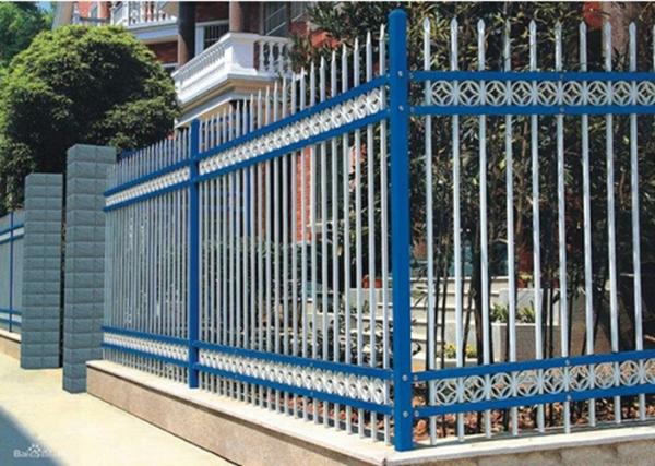Powder Coated Zinc Steel Fence Three Beam For Industrial Park , 50*50mm Rail