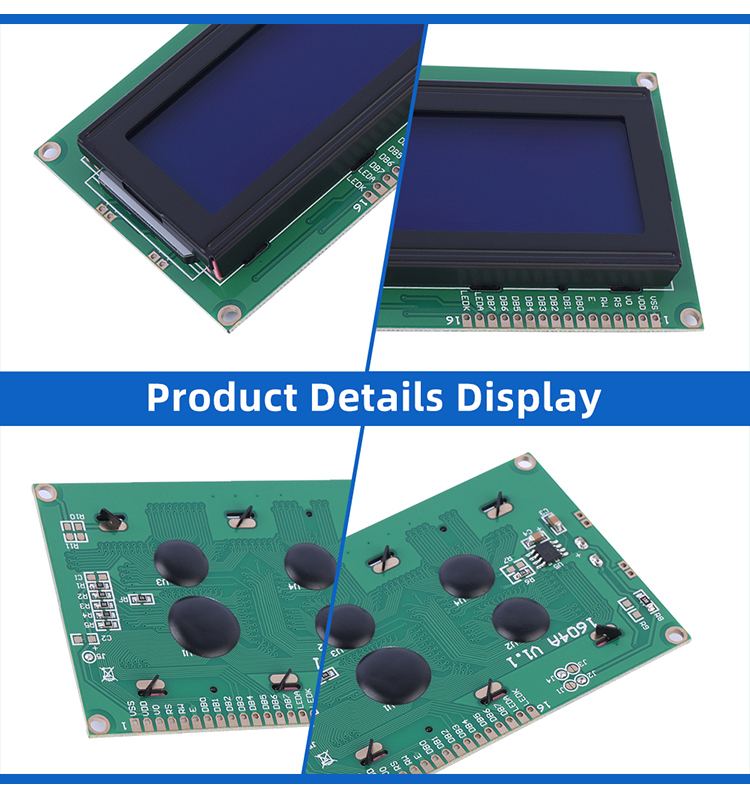 European Blue Film White Letters 1604A 3.3V Multiple Languages Industrial Computer LCM