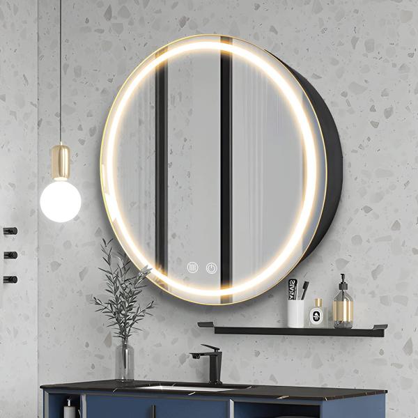 Silver LED Medicine Cabinet Wall Mounted Stainless Steel Mirror Cabinet Customized