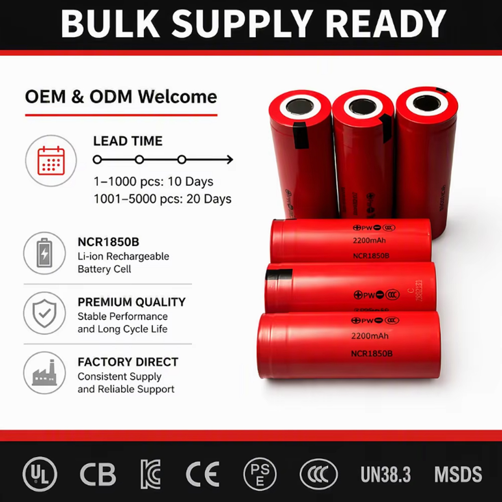 18500B 3.7V 2200mAh Lithium Polymer Pouch Battery For LED Flashlights Solar Lights