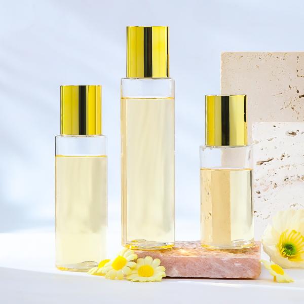 Transparent PET Toner Bottle with Gold Cap for Skincare Brands