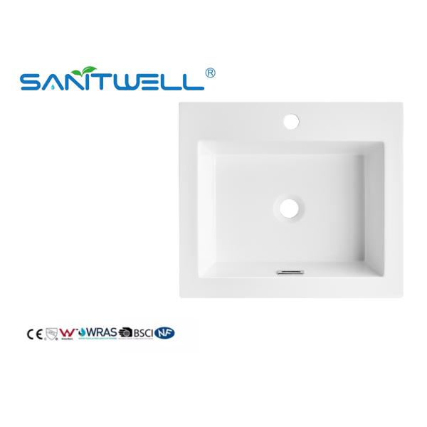 SWQ510 Sanitary Wate Artificial Stone Basins Small Size Solid Surface Matt White Semi-Counter Basins For Hotel