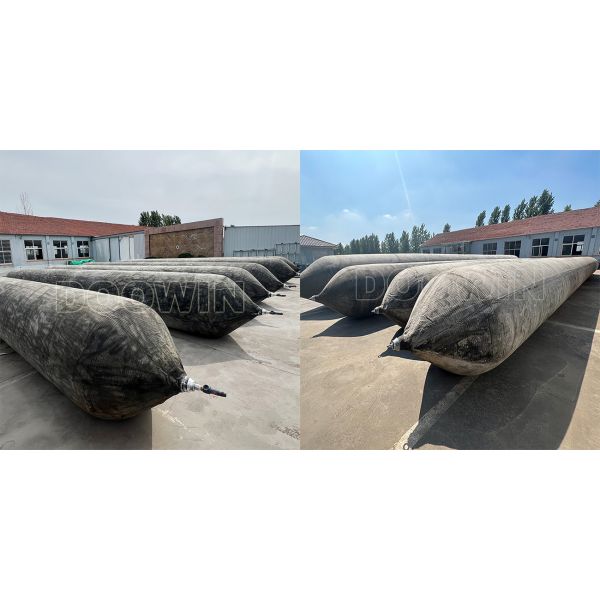Black Heavy Lifting Airbags , Inflatable Marine Rubber Airbags For Vessel Upslip / Landing