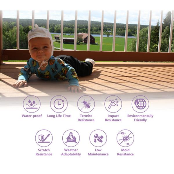 Wood Fiber 138*26mm Solid Composite Decking Waterproof Deck Boards Insect Resistant