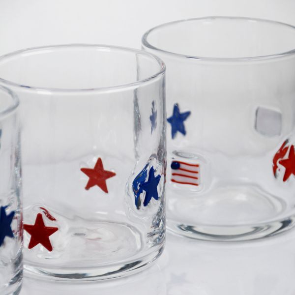 Hand Blown Patriotic Design Icon Glass with 400ml Capacity - Clear Tumbler for Whiskey and Cocktails