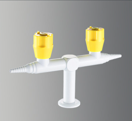 Chemical Resistant Laboratory Accessories Solid Brass Two Way Gas Valve Epoxy Coated