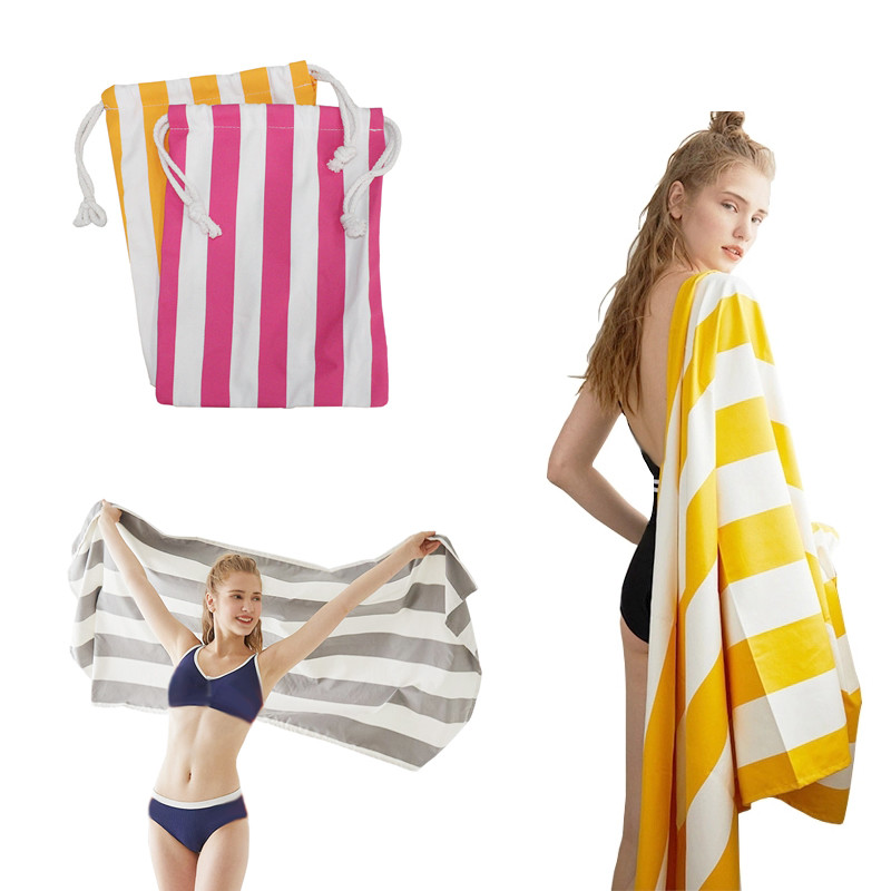 Повторно использованные голубые и белые Striped пляжные полотенца курорта быстро сухие